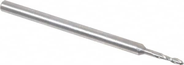 Onsrud - 1/16" Cutting Diam x 1/4" Length of Cut, 2 Flute, Upcut Spiral Router Bit - Uncoated, Right Hand Cut, Solid Carbide, 2" OAL x 1/8" Shank Diam, Ball End Taper, 30° Helix Angle - Makers Industrial Supply