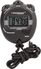 Value Collection - Water Resistant Digital Stopwatch - 3V Lithium Battery, Back Lit, Black - Makers Industrial Supply