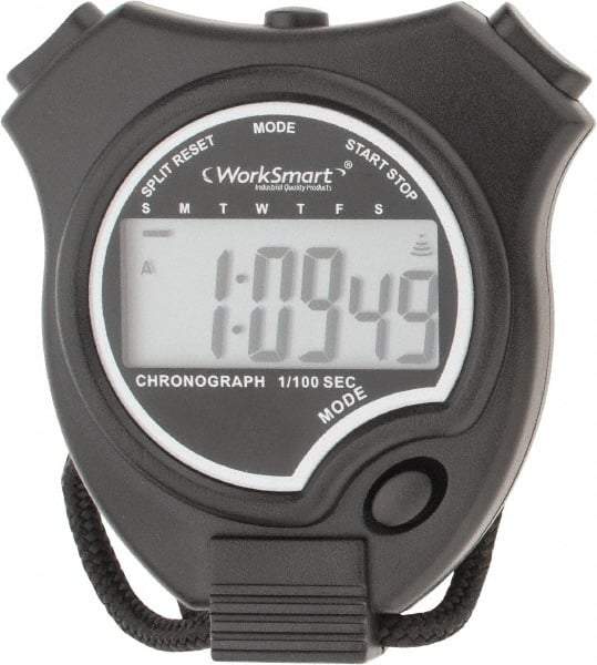 Value Collection - Digital Stopwatch with Split Counter - LR44, Back Lit, Black - Makers Industrial Supply