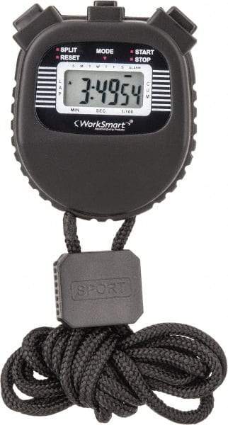 Value Collection - LCD Digital Stopwatch - 3 Functions, 1/100 Sec Resolution, Black - Makers Industrial Supply