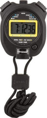 Value Collection - LCD Digital Stopwatch with Split Counter - 4 Functions, 1/100 Sec Resolution, Black - Makers Industrial Supply