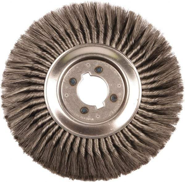 Weiler - 12" OD, 2" Arbor Hole, Knotted Steel Wheel Brush - 3/4" Face Width, 2-3/4" Trim Length, 0.014" Filament Diam, 3,600 RPM - Makers Industrial Supply