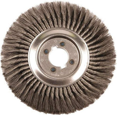 Weiler - 12" OD, 2" Arbor Hole, Knotted Steel Wheel Brush - 3/4" Face Width, 2-3/4" Trim Length, 0.014" Filament Diam, 3,600 RPM - Makers Industrial Supply