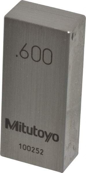 Mitutoyo - 0.6" Rectangular Steel Gage Block - Accuracy Grade 0, Includes Certificate of Inspection - Makers Industrial Supply