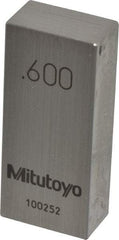 Mitutoyo - 0.6" Rectangular Steel Gage Block - Accuracy Grade 0, Includes Certificate of Inspection - Makers Industrial Supply