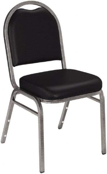 NPS - Vinyl Black Stacking Chair - Silver Frame, 18" Wide x 20" Deep x 34" High - Makers Industrial Supply