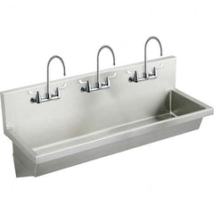 ELKAY - Stainless Steel Sinks Type: (3) Person Wash-Station w/Manual Faucet Outside Length: 72 (Inch) - Makers Industrial Supply