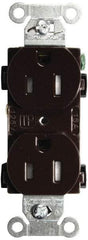 Hubbell Wiring Device-Kellems - 125 VAC, 15 Amp, 5-15R NEMA Configuration, Brown, Specification Grade, Self Grounding Duplex Receptacle - 1 Phase, 2 Poles, 3 Wire, Flush Mount, Tamper Resistant - Makers Industrial Supply