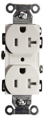 Hubbell Wiring Device-Kellems - 125 VAC, 20 Amp, 5-20R NEMA Configuration, White, Specification Grade, Self Grounding Duplex Receptacle - 1 Phase, 2 Poles, 3 Wire, Flush Mount, Tamper Resistant - Makers Industrial Supply