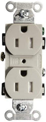 Hubbell Wiring Device-Kellems - 125 VAC, 15 Amp, 5-15R NEMA Configuration, Gray, Specification Grade, Self Grounding Duplex Receptacle - 1 Phase, 2 Poles, 3 Wire, Flush Mount, Tamper Resistant - Makers Industrial Supply