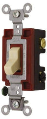 Hubbell Wiring Device-Kellems - 3 Pole, 120 to 277 VAC, 15 Amp, Industrial Grade, Toggle, Wall and Dimmer Light Switch - 1-5/16 Inch Wide x 4-1/16 Inch High - Makers Industrial Supply