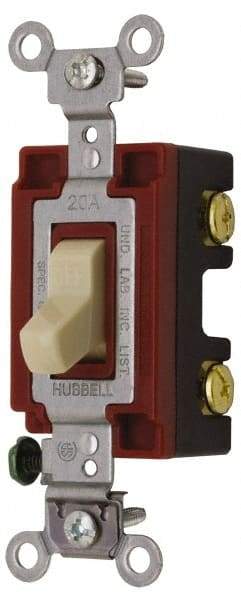 Hubbell Wiring Device-Kellems - 2 Pole, 120 to 277 VAC, 20 Amp, Industrial Grade, Toggle, Wall and Dimmer Light Switch - 1-5/16 Inch Wide x 4-1/16 Inch High - Makers Industrial Supply