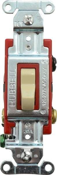 Hubbell Wiring Device-Kellems - 3 Pole, 120 to 277 VAC, 20 Amp, Industrial Grade, Toggle, Wall and Dimmer Light Switch - 1-5/16 Inch Wide x 4-1/16 Inch High - Makers Industrial Supply