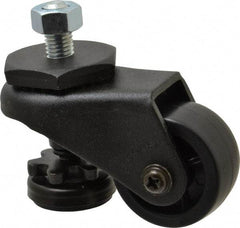 Sunnex - 1" Wide, Nylon Swivel Caster - 200 Lb Capacity, Threaded Stem Mount, 2.87" x 2.87" Plate, Ball Bearing - Makers Industrial Supply