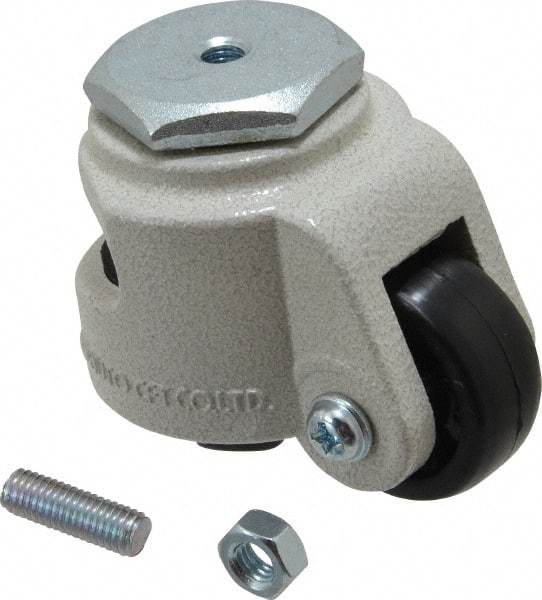 Sunnex - 7/8" Wide, Nylon Swivel Caster - 50 Lb Capacity, Threaded Stem Mount, 2.87" x 2.87" Plate, Ball Bearing - Makers Industrial Supply