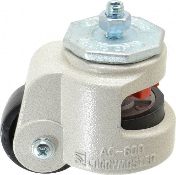 Sunnex - 1-1/8" Wide, Nylon Swivel Caster - 600 Lb Capacity, Threaded Stem Mount, 3.54" x 3.54" Plate, Ball Bearing - Makers Industrial Supply