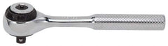 Proto - 1/4" Drive Round Head Standard Ratchet - Chrome Finish, 4-1/2" OAL, 72 Gear Teeth, Standard Knurled Handle, Standard Head - Makers Industrial Supply