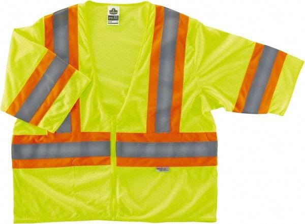 Ergodyne - Size 2X/3XL High Visibility Lime Mesh General Purpose Vest - 52 to 58" Chest, ANSI/ISEA 107, Zipper Closure, 1 Pocket, Polyester - Makers Industrial Supply