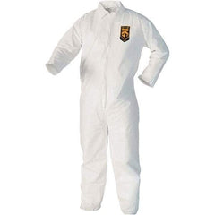 KleenGuard - Size XL Film Laminate Chemical Resistant Coveralls - White, Zipper Closure, Open Cuffs, Open Ankles - Makers Industrial Supply