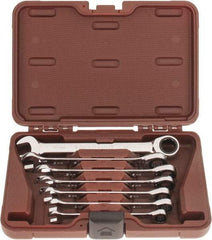 Paramount - 7 Piece, 10mm to 18mm, Ratcheting Combination Wrench Set - Metric Measurement Standard, Full Polish Chrome Finish, Comes in Blow Molded Case - Makers Industrial Supply