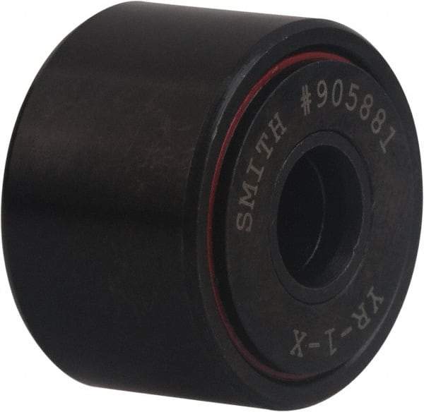 Accurate Bushing - 3/8" Bore, 1-3/8" Roller Diam x 3/4" Roller Width, Carbon Steel Self-Lubricating Yoke Cam Follower with Nonmetallic Bushing - 1 Lb Dynamic Load Capacity, 13/16" Overall Width - Makers Industrial Supply