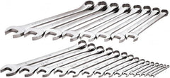 SK - 23 Piece, 1/4" to 1-1/2", 12 Point Combination Wrench Set - Inch Measurement Standard, Chrome Finish, Comes in Rack - Makers Industrial Supply