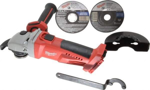 Milwaukee Tool - 4-1/2" Wheel Diam, 8,000 RPM, Cordless Cutoff & Cutoff-Grinder Tool - Right Angle Handle - Makers Industrial Supply