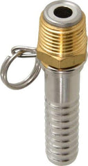 SuperKlean - 1/2 NPT x 5/8" Hose Barb, Swivel Hose Adapter - Brass & Stainless Steel - Makers Industrial Supply