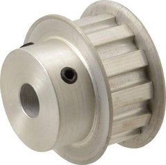 Power Drive - 12 Tooth, 3/8" Inside x 1.402" Outside Diam, Hub & Flange Timing Belt Pulley - 1/2" Belt Width, 1.432" Pitch Diam, 0.719" Face Width, Aluminum - Makers Industrial Supply