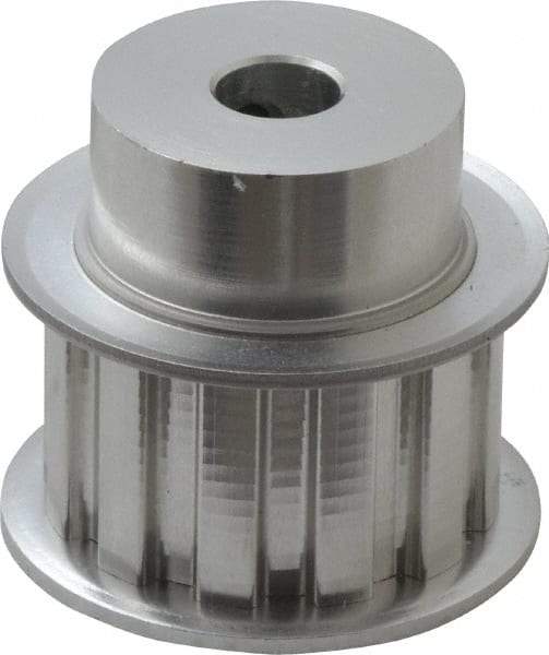 Power Drive - 12 Tooth, 3/8" Inside x 1.402" Outside Diam, Hub & Flange Timing Belt Pulley - 3/4" Belt Width, 1.432" Pitch Diam, 1" Face Width, Aluminum - Makers Industrial Supply