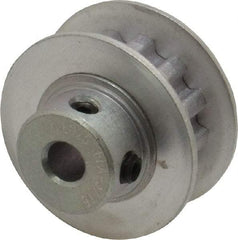 Power Drive - 12 Tooth, 3/16" Inside x 0.744" Outside Diam, Hub & Flange Timing Belt Pulley - 1/4" Belt Width, 0.764" Pitch Diam, 0.438" Face Width, Aluminum - Makers Industrial Supply