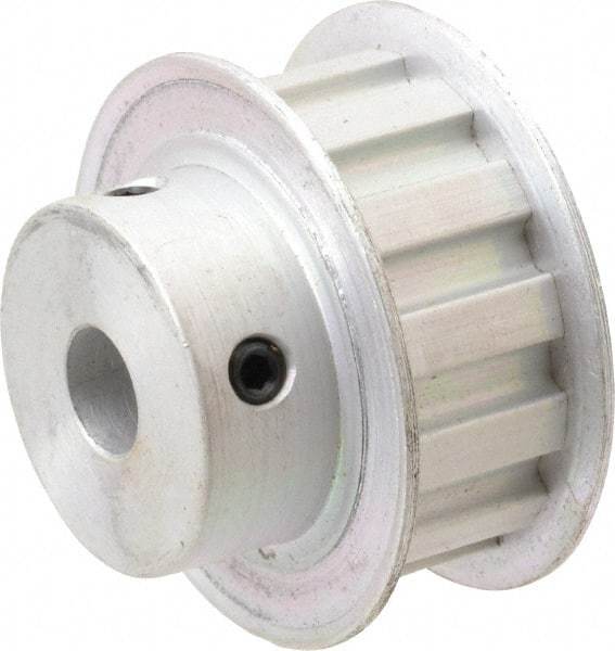 Power Drive - 13 Tooth, 3/8" Inside x 1.522" Outside Diam, Hub & Flange Timing Belt Pulley - 1/2" Belt Width, 1.552" Pitch Diam, 0.719" Face Width, Aluminum - Makers Industrial Supply