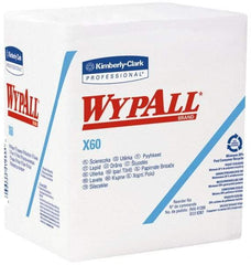 WypAll - X60 1/4 Fold Shop Towel/Industrial Wipes - Poly Pack, 12-1/2" x 12" Sheet Size, White - Makers Industrial Supply