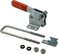 Lapeer - 1,000 Lb Capacity, Vertical, U Hook, Flanged Base, Carbon Steel Pull Action Latch Clamp - 2" Drawing Movement, 4" OAL, Straight Handle - Makers Industrial Supply