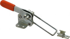 Lapeer - 500 Lb Capacity, Vertical, U Hook, Flanged Base, Carbon Steel Pull Action Latch Clamp - 1-1/2" Drawing Movement, 3-1/8" OAL, Straight Handle - Makers Industrial Supply