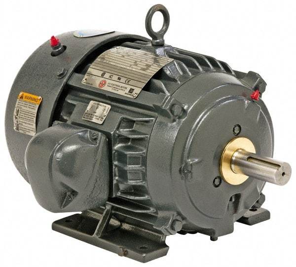 US Motors - 5 hp, TEFC Enclosure, No Thermal Protection, 3,520 RPM, 460 Volt, 60 Hz, Three Phase Premium Efficient Motor - Size 184 Frame, Rigid Mount, 1 Speed, Ball Bearings, 6.1 Full Load Amps, F Class Insulation, Reversible - Makers Industrial Supply