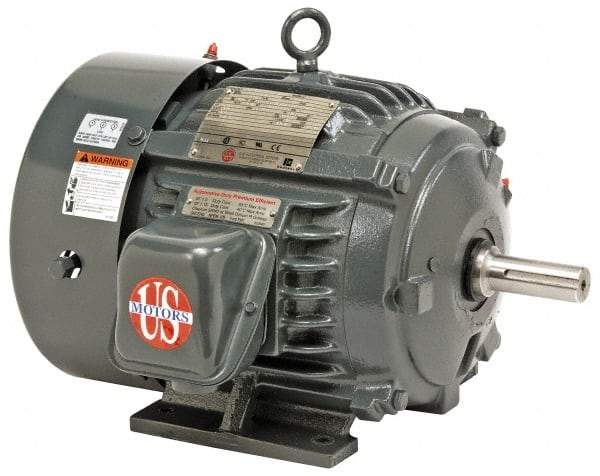 US Motors - 60 hp, TEFC Enclosure, No Thermal Protection, 1,185 RPM, 460 Volt, 60 Hz, Three Phase Premium Efficient Motor - Size 444 Frame, Rigid Mount, 1 Speed, Ball Bearings, 69 Full Load Amps, F Class Insulation, Reversible - Makers Industrial Supply