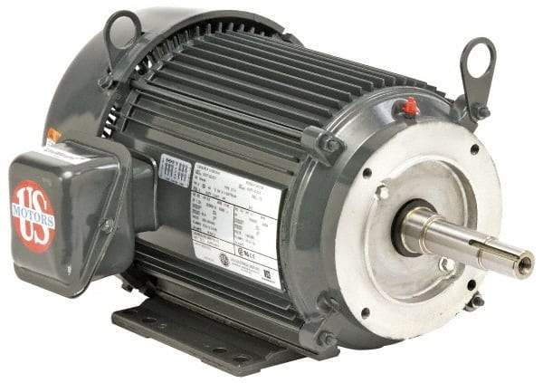 US Motors - 5 hp, TEFC Enclosure, No Thermal Protection, 3,520 RPM, 230/460 Volt, 60 Hz, Three Phase Premium Efficient Motor - Size 184 Frame, Rigid Mount, 1 Speed, Ball Bearings, 12.2/6.1 Full Load Amps, F Class Insulation, Reversible - Makers Industrial Supply