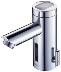 Sloan Valve Co. - Chrome Single Hole Electronic & Sensor Faucet with External Mixer - Powered by Battery, Standard Spout, 4" Mounting Centers - Makers Industrial Supply