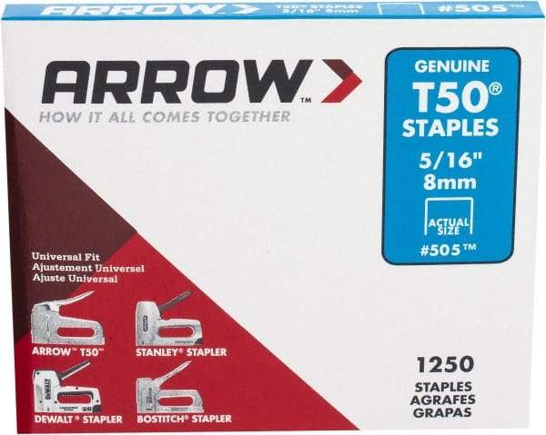 Arrow - 3/8" Wide High Carbon Steel Heavy-Duty Staples - 5/16" Leg Length - Makers Industrial Supply