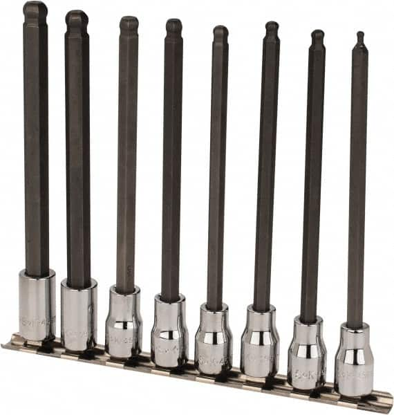 SK - 8 Piece 3/8" Drive Metric Ball Hex Bit Socket Set - 3 to 10mm Hex - Makers Industrial Supply