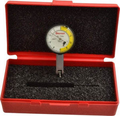 Starrett - 0.02 Inch Range, 0.0001 Inch Dial Graduation, Horizontal Dial Test Indicator - 1-3/8 Inch White Dial, 0-5-0 Dial Reading - Makers Industrial Supply