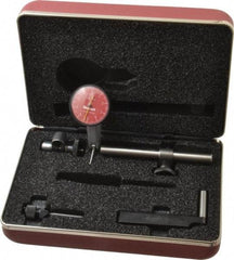 Starrett - 7 Piece, 0" to 0.01" Measuring Range, 1-3/8" Dial Diam, 0-5-0 Dial Reading, Red Dial Test Indicator Kit - 13/16" Contact Point Length, 2mm Ball Diam, 0.0001" Dial Graduation - Makers Industrial Supply