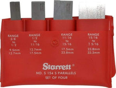 Starrett - 3/8 to 1-5/16 Inch Adjustable Parallel Set - 1-3/4 to 3-9/16 Inch Long, 9/32 Inch Thick, Includes Case, 4 Pieces - Makers Industrial Supply