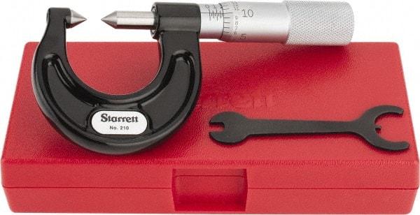 Starrett - 0 to 7/8" Range, Mechanical Screw Thread Micrometer - Plain Thimble, 0.001" Graduation, 0.004mm Accuracy - Makers Industrial Supply