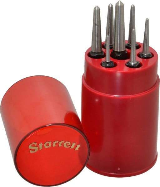 Starrett - 7 Piece, 1/16 to 1/4", Center Punch Set - Square Shank, Comes in Round Plastic Container - Makers Industrial Supply