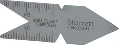 Starrett - 60° Angle, Satin Chrome Coated Steel Center Gage - 1/32 to 1/14 Inch Graduation - Makers Industrial Supply