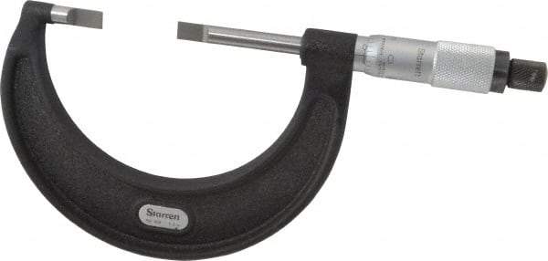 Starrett - 1" to 2" Mechanical Satin Chrome Coated Blade Micrometer - 0.001" Graduation, 1/32" Blade Thickness, Speeder Thimble - Makers Industrial Supply