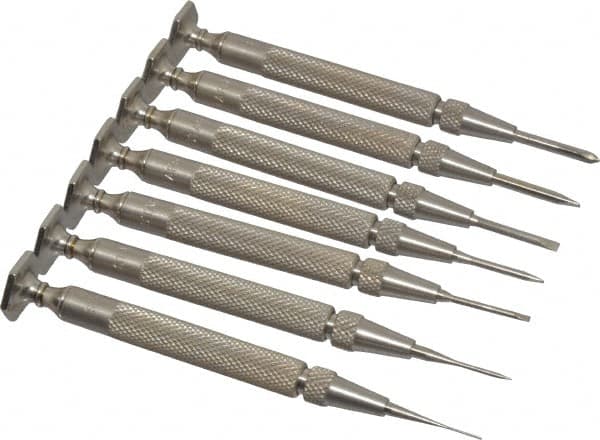 Starrett - 7 Piece Phillips & Slotted Screwdriver Set - Round Shank, Blade Sizes: Length 5/8, Bit Sizes: Philips #0 - Makers Industrial Supply