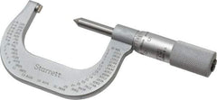 Starrett - 1 to 2" Range, Mechanical Screw Thread Micrometer - Plain Thimble, 0.001" Graduation, 0.004mm Accuracy - Makers Industrial Supply